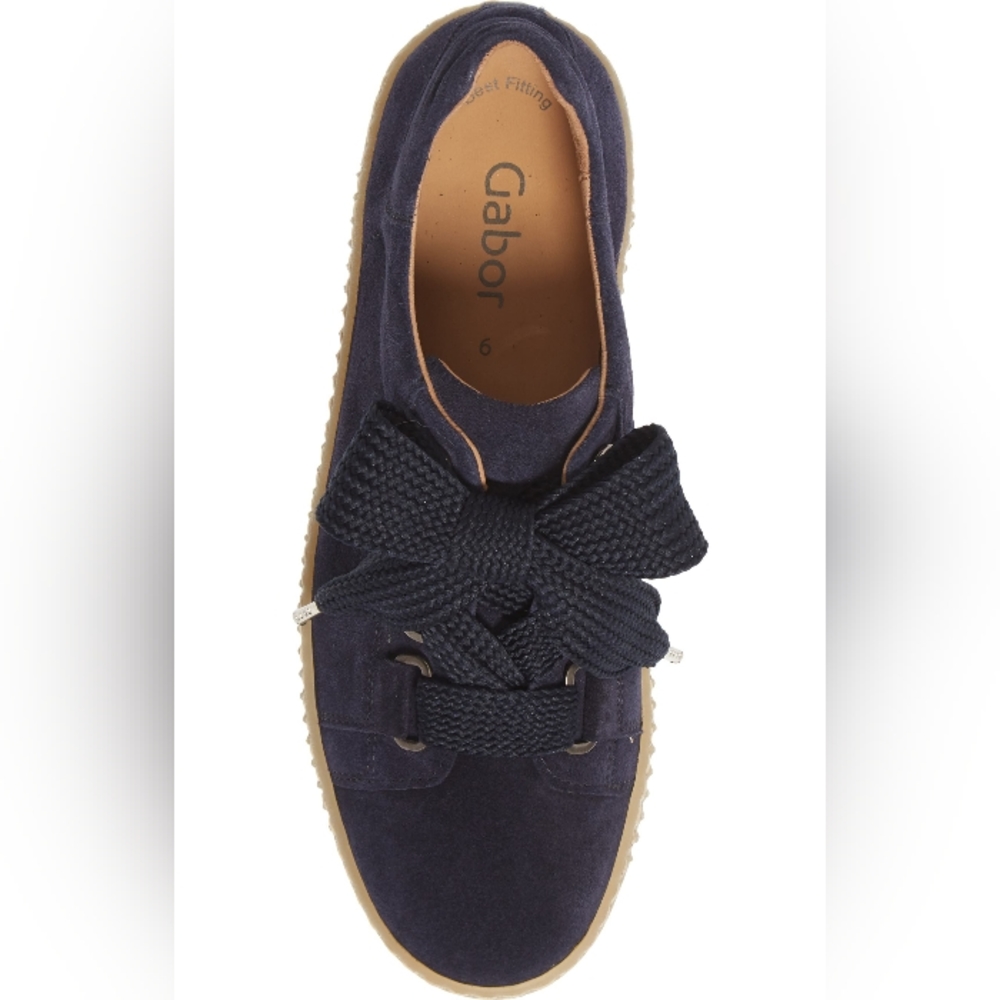 Gabor Navy Suede Platform Sneakers with Gum Sole - Picture 5 of 11